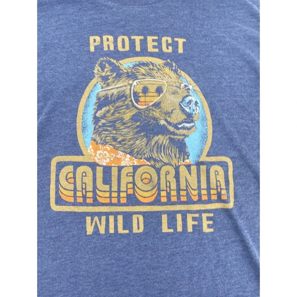 Lucky Brand T-Shirt Mens XXL Blue Excellent Venice Burnout California Wild Life